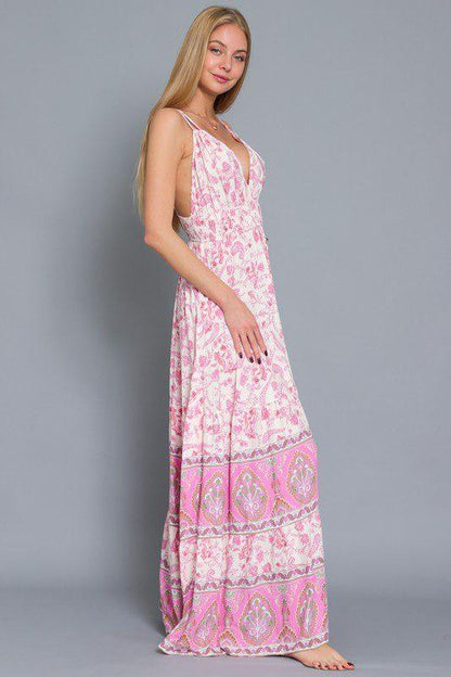 Border Print Maxi Dress - Southern Sassy Boutique