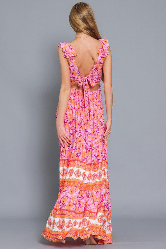 Floral Print V-Neck Maxi Dress - Southern Sassy Boutique