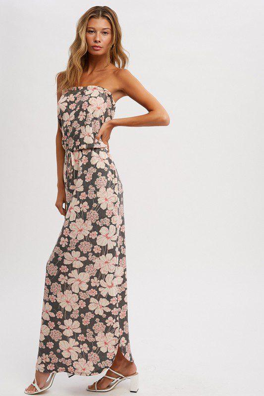 French Terry Floral Print Maxi Dress - Southern Sassy Boutique