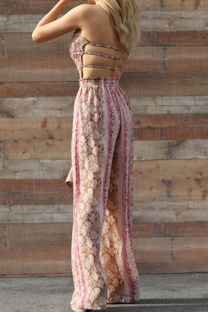 Wide Leg Snakeskin Jumpsuit - Southern Sassy Boutique