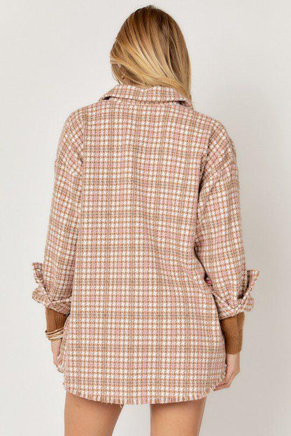 Plaid Long Sleeve Jacket - Southern Sassy Boutique