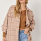 Image: Plaid Long Sleeve Jacket Blush Pink | Southern Sassy Boutique