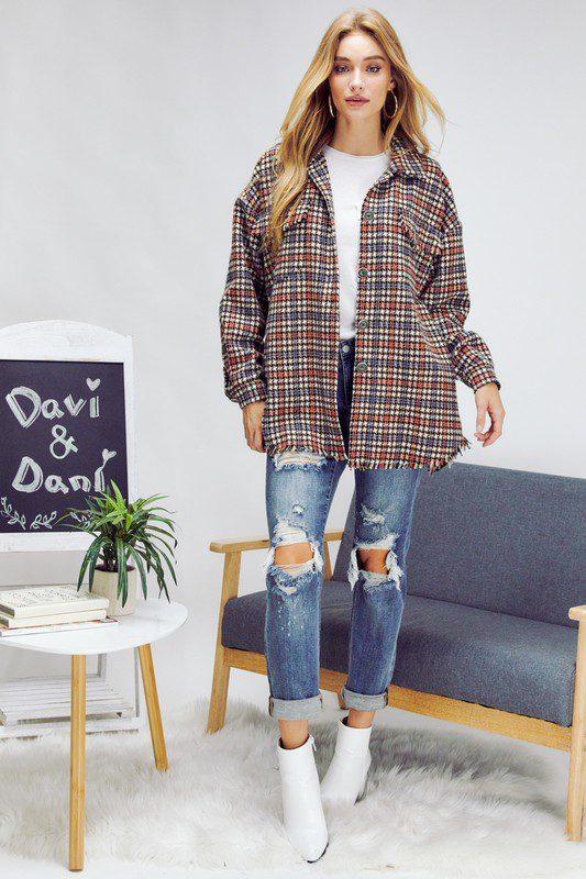 Image: Plaid Long Sleeve Jacket Black White | Southern Sassy Boutique