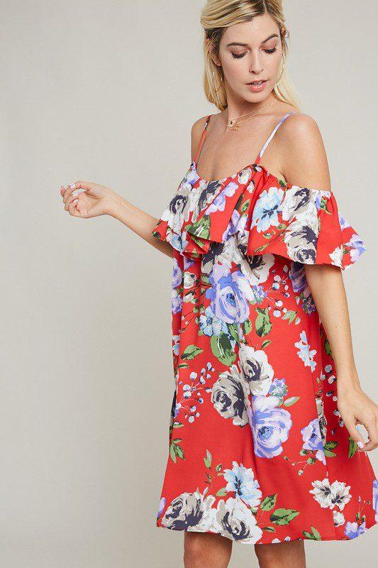 Floral Print Ruffle Dress - Southern Sassy Boutique