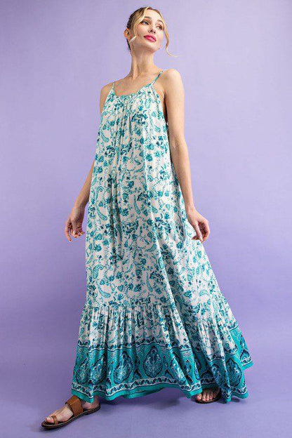 Paisley Print Maxi Dress - Southern Sassy Boutique