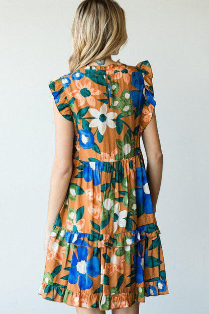 Flower Print Tiered Dress - Southern Sassy Boutique