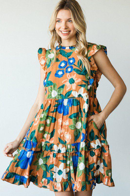 Image: Flower Print Tiered Dress Mango | Southern Sassy Boutique