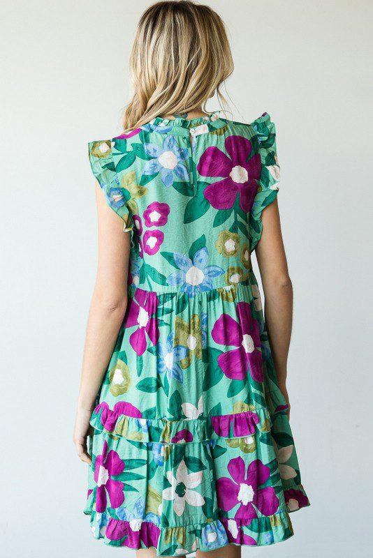 Flower Print Tiered Dress - Southern Sassy Boutique