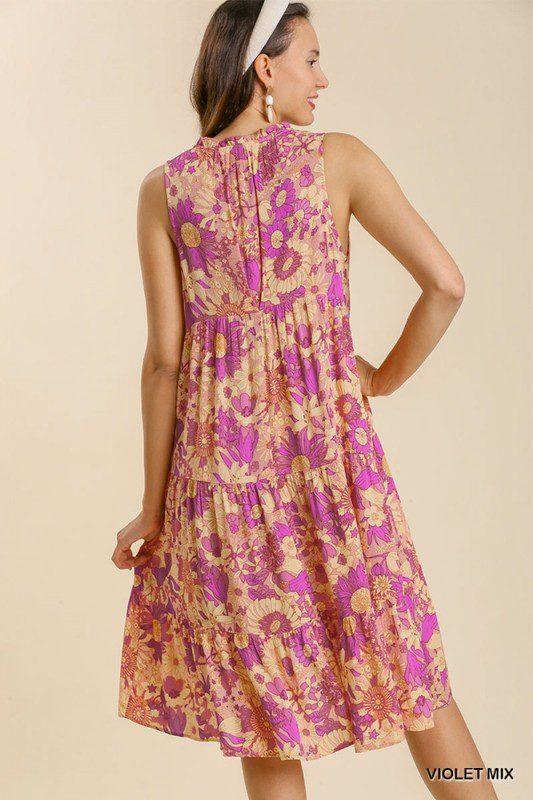 Floral Print Midi Dress - Southern Sassy Boutique