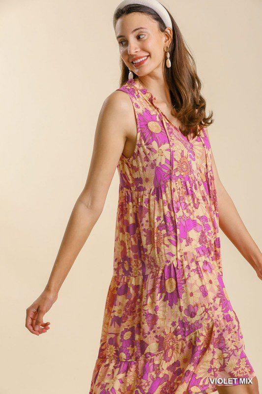 Floral Print Midi Dress - Southern Sassy Boutique