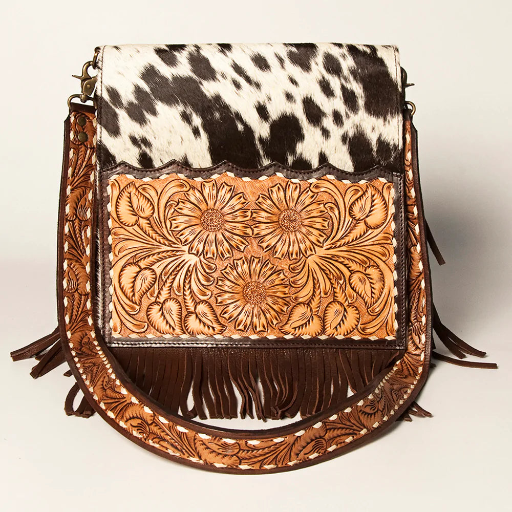 American Darling Tooled Leather & Cowhide Crossbody Bag