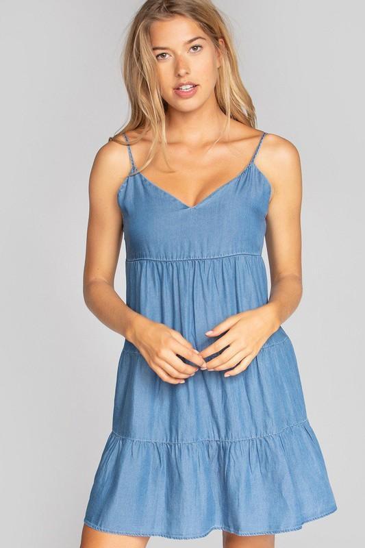 Image: Baby Doll Dress Medium Blue | Southern Sassy Boutique