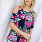 Image: Cold Shoulder Floral Top Navy | Southern Sassy Boutique