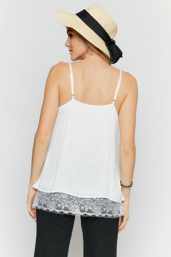 Laced Trim Detailed Cami - Southern Sassy Boutique