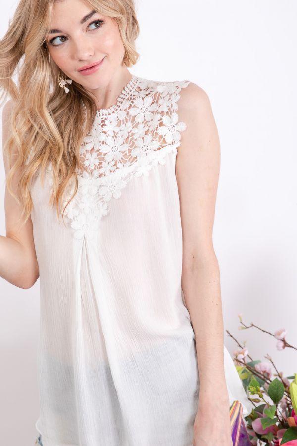 Floral Crochet Lace Top - Southern Sassy Boutique