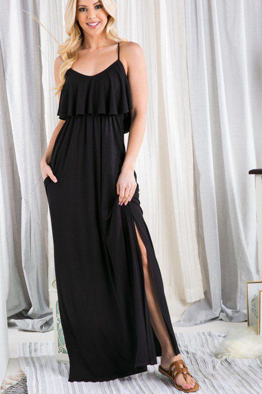 Image: Crisscross Maxi Dress Black | Southern Sassy Boutique