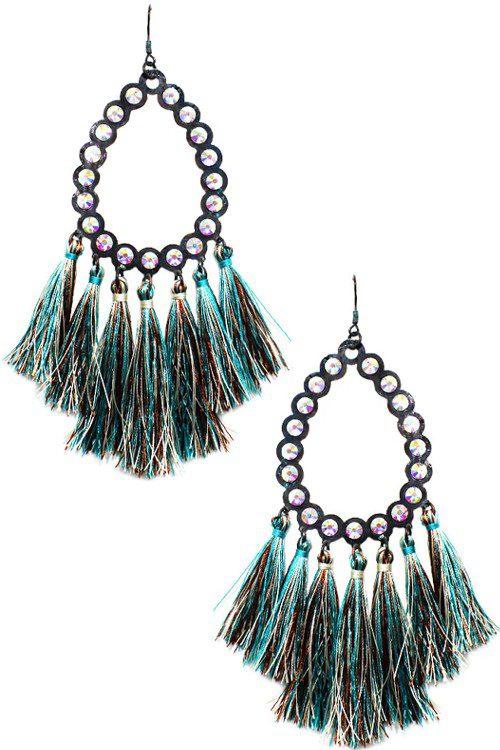 Teardrop Tassel Thread Earrings - Southern Sassy Boutique