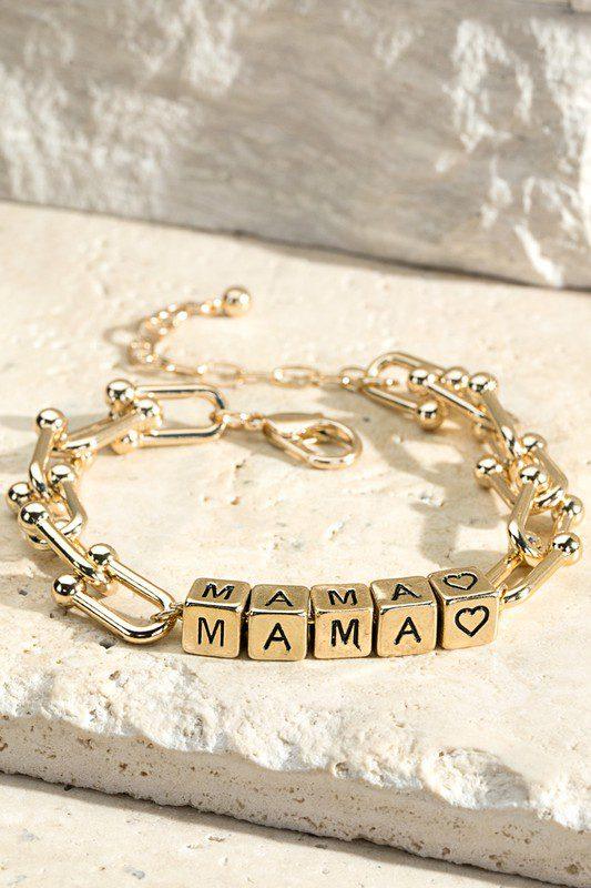 Image: Block Letter MAMA Bracelet Gold | Southern Sassy Boutique