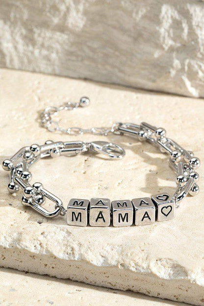 Image: Block Letter MAMA Bracelet Silver | Southern Sassy Boutique