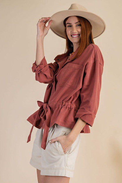 Linen Crinkled Jacket - Southern Sassy Boutique