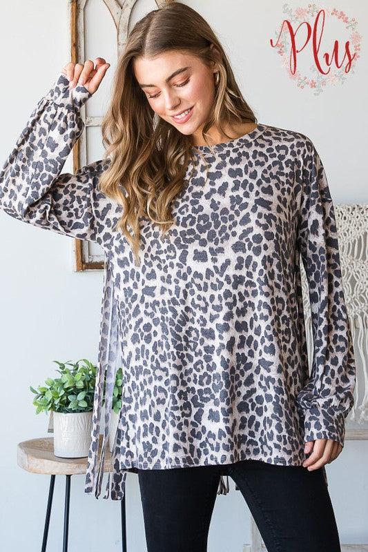 Leopard Printed Fringe Top - Southern Sassy Boutique