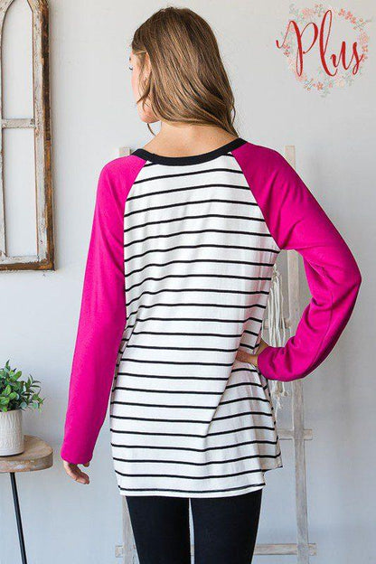 Solid And Stripe Knit Top - Southern Sassy Boutique