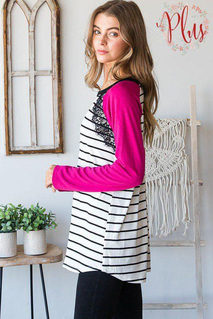 Solid And Stripe Knit Top - Southern Sassy Boutique