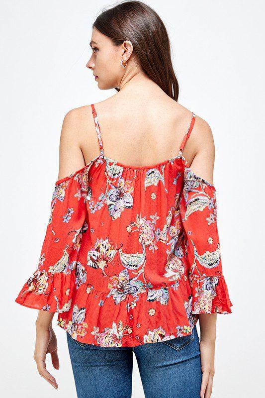 Cold Shoulder Floral Top - Southern Sassy Boutique