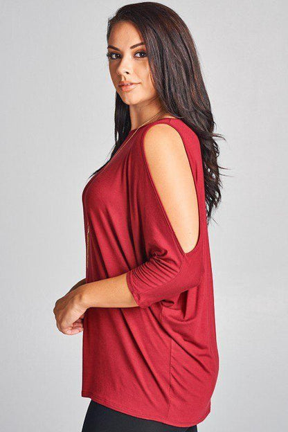 Curvy Cold Shoulder Knit Top - Southern Sassy Boutique