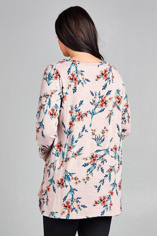 Floral Hacci Side Twist Top - Southern Sassy Boutique