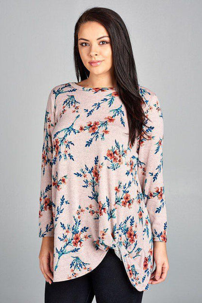 Image: Curvy Floral Print Top Blush | Southern Sassy Boutique