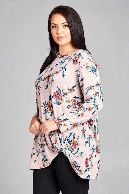 Floral Hacci Side Twist Top - Southern Sassy Boutique