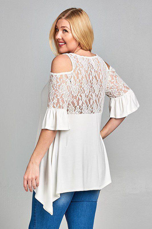 Open Shoulder Bell Sleeve Top - Southern Sassy Boutique