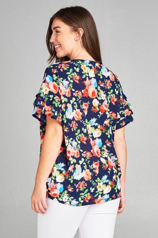 Bubble Chiffon Floral Top - Southern Sassy Boutique