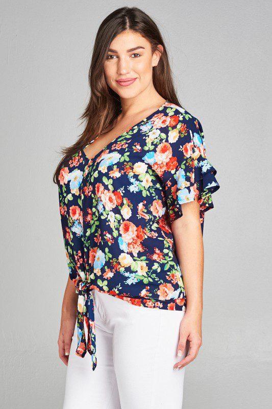 Bubble Chiffon Floral Top - Southern Sassy Boutique