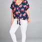 Image: Curvy Floral Chiffon Top Navy/Pink | Southern Sassy Boutique