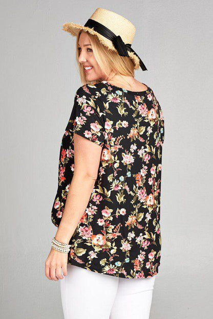 Curvy Floral Jersey Top - Southern Sassy Boutique