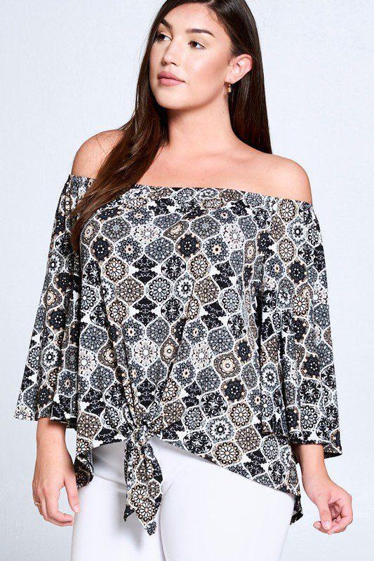 Damask Crepe Printed Raglan Sleeve - Southern Sassy Boutique