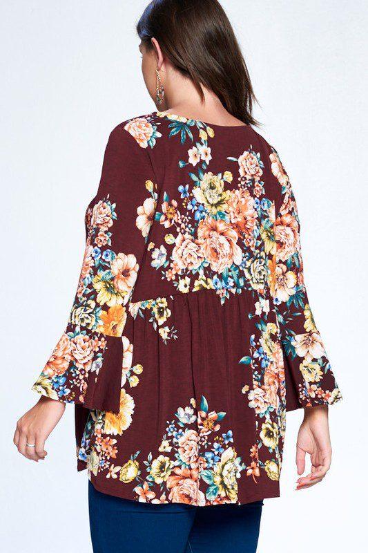 Curvy Floral Babydoll Tunic Top - Southern Sassy Boutique