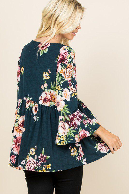 Curvy Floral Babydoll Tunic Top - Southern Sassy Boutique