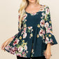 Image: Curvy Floral Babydoll Top Hunter Green | Southern Sassy Boutique