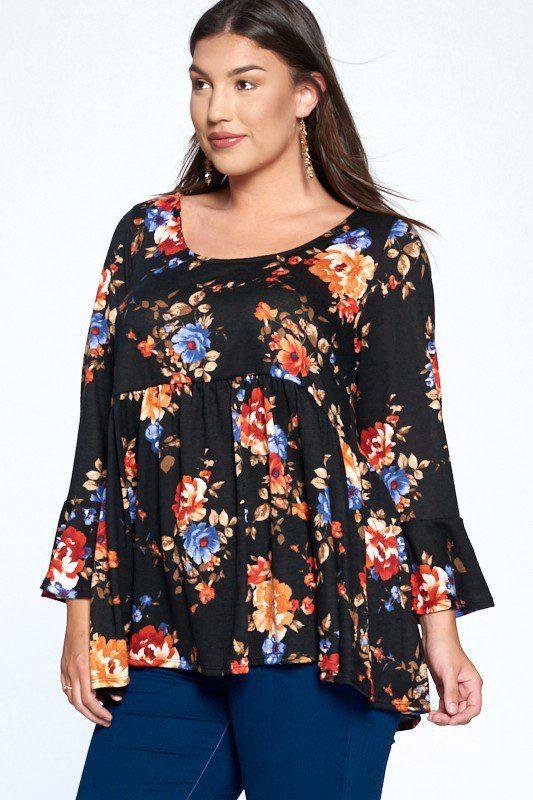 Hacci Babydoll Floral Top - Southern Sassy Boutique