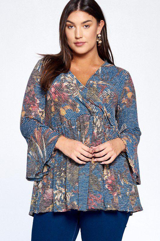 Image: Curvy Abstract Babydoll Top Dark Teal | Southern Sassy Boutique