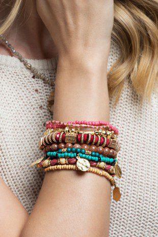 Image: Stretch beaed Charm Bracelet Velvet | Southern Sassy Boutique
