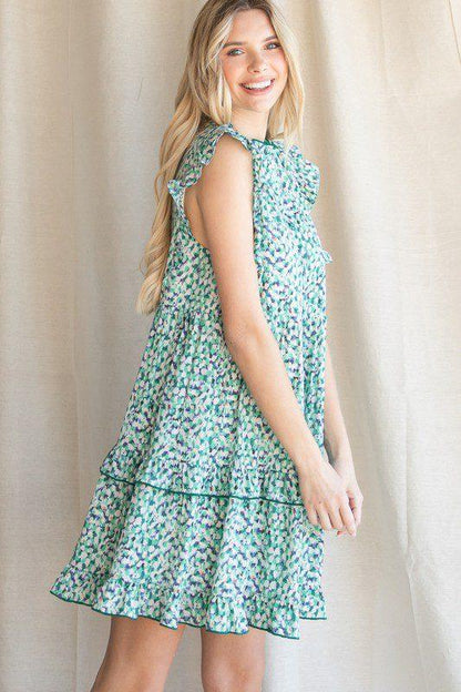 Print Ruffle Tiered Dress - Southern Sassy Boutique