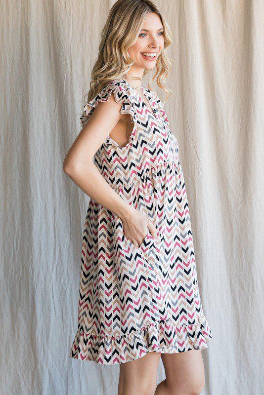 Chevron Pattern Baby Doll Dress - Southern Sassy Boutique