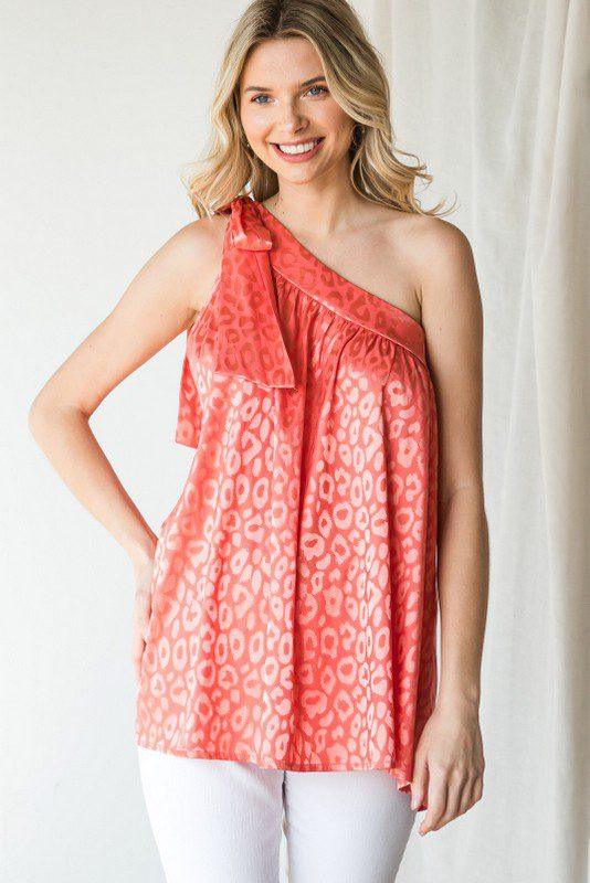 Image: Animal Print Tie Top Coral | Southern Sassy Boutique