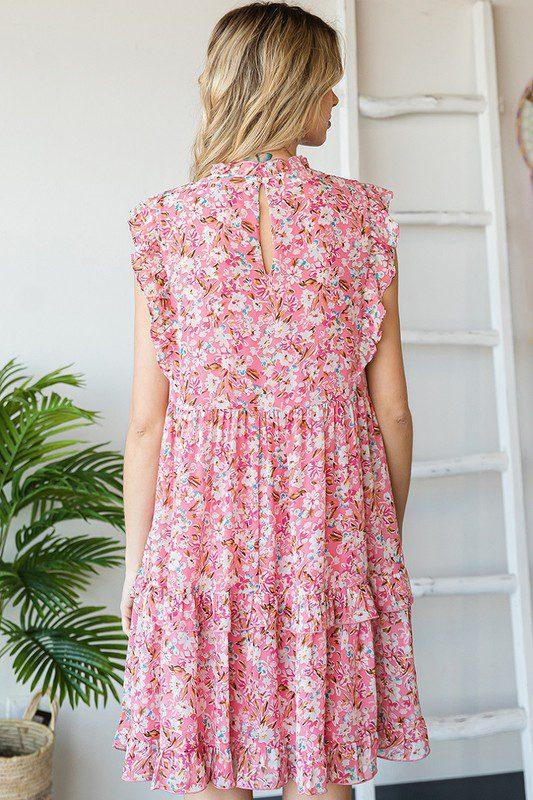 Floral Print Ruffle Tiered Dress - Southern Sassy Boutique