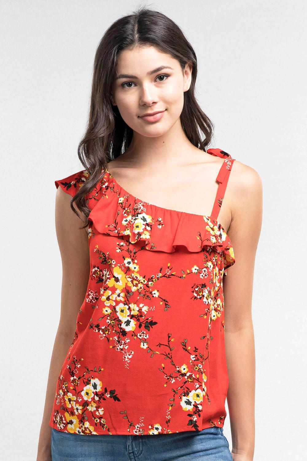 Image: Ruffle Edge Top Tomato Combo | Southern Sassy Boutique