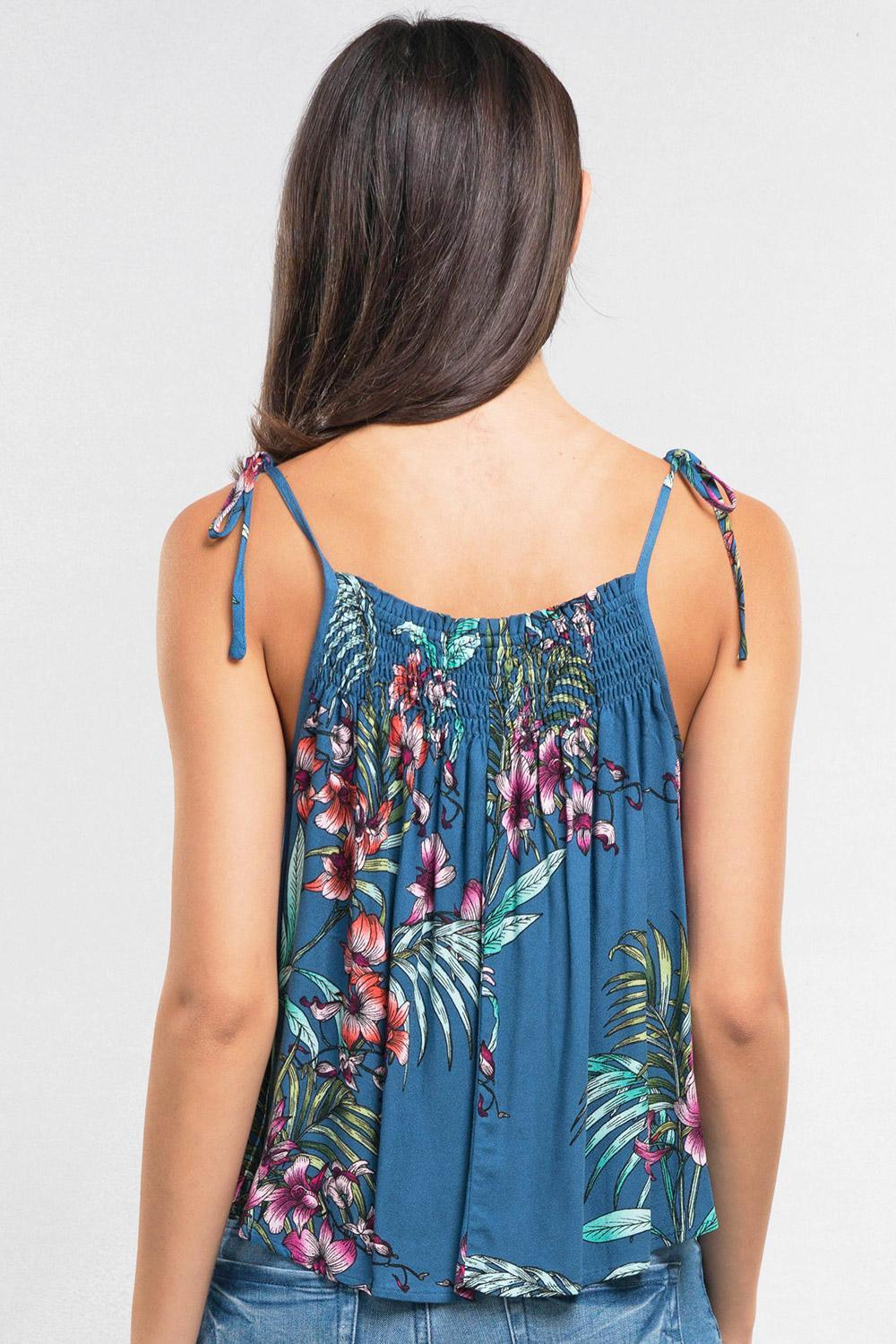 Tropical Floral Tie Top - Southern Sassy Boutique